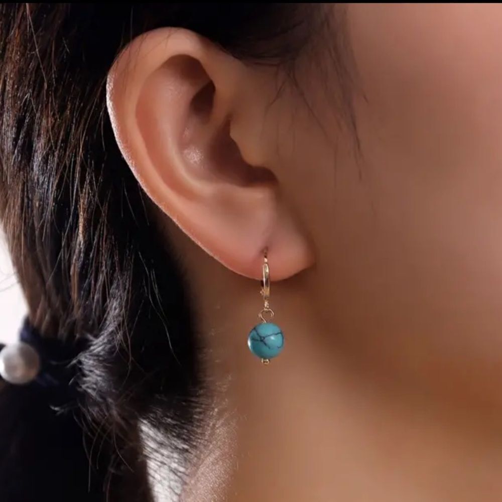 ✨ 🆕 ✨ Elegant 14K Gold Plated Turquoise Decor Dangle Earrings ✨